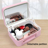 Portable LED Makeup Mirror & Travel Cosmetic Case in PU Leather
