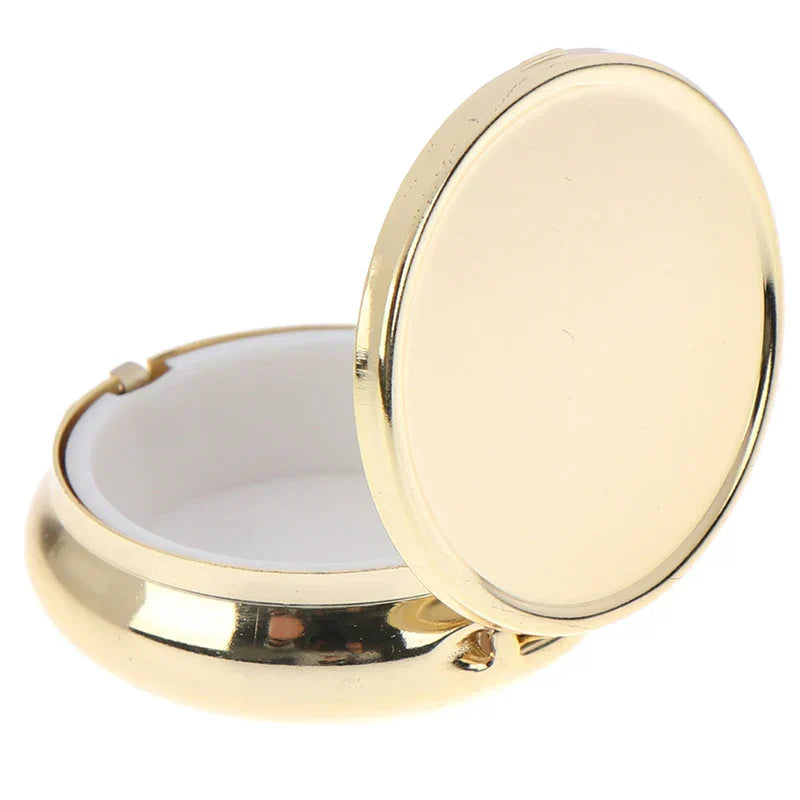 Round Metal Pillbox Portable Small Medicine Organizer Inside