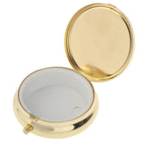 Round Metal Pillbox Portable Small Medicine Organizer Inside