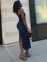 Traf Off Shoulder Denim Dress Woman Blue Corset