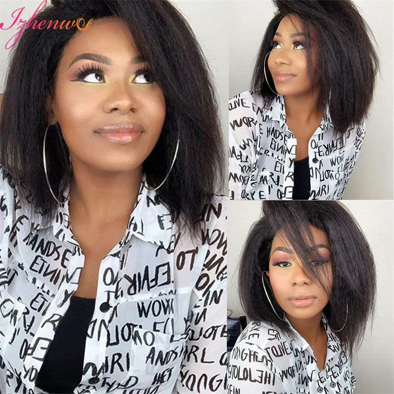 Transparent Lace Frontal Wig Pre Plucked Kinky
