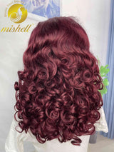 Density J Burgundy Bouncy Curly Human Hair
