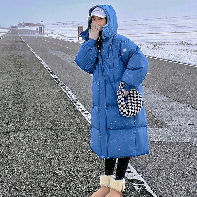 Winter Women Parka New Long Straight Down Cotton