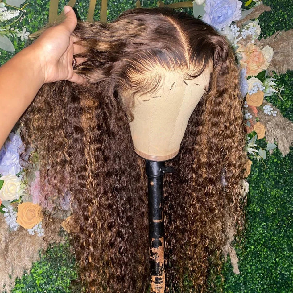 Water Wave Highlight Ombre Human Hair Wigs Hd