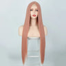 Peach Long Straight Red Pink Natural Hairline Wig