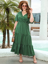 Gibsie Polka Dot V-Neck Butterfly Sleeve Dress Women