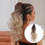 Synthetic Ponytail Pink Long Wavy Claw Clip Ponytail