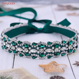 Topqueen Multiple Styles Green Belt With Diamonds Bridal