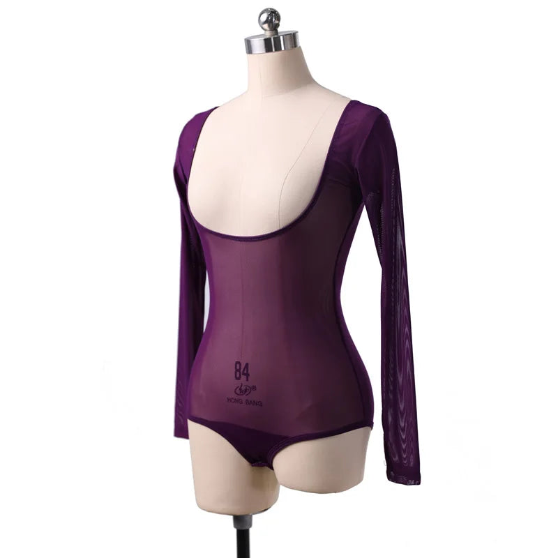 Long Sleeve Bodycon Gauze Top Sheer Pure Mesh
