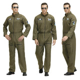 Pilot Uniform Army Green Top Gun Costume For