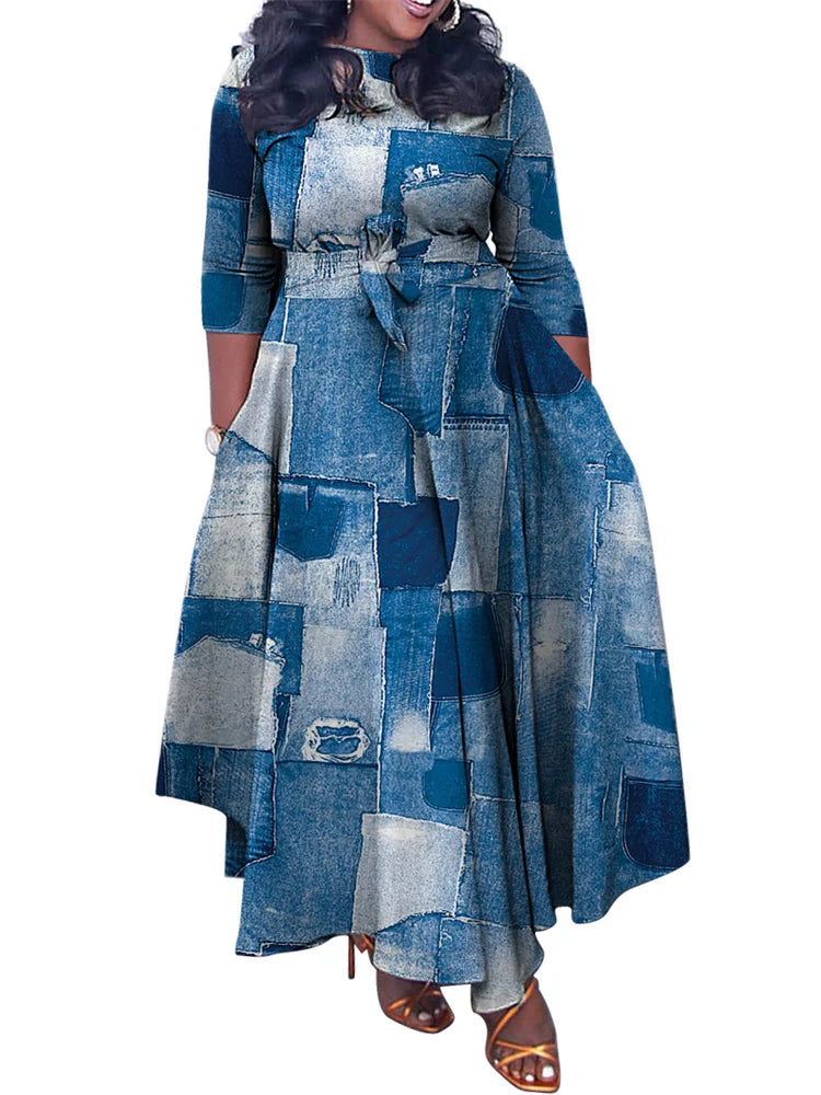 Wmstar Women Dress Printed Fashion Maxi Dresses Long