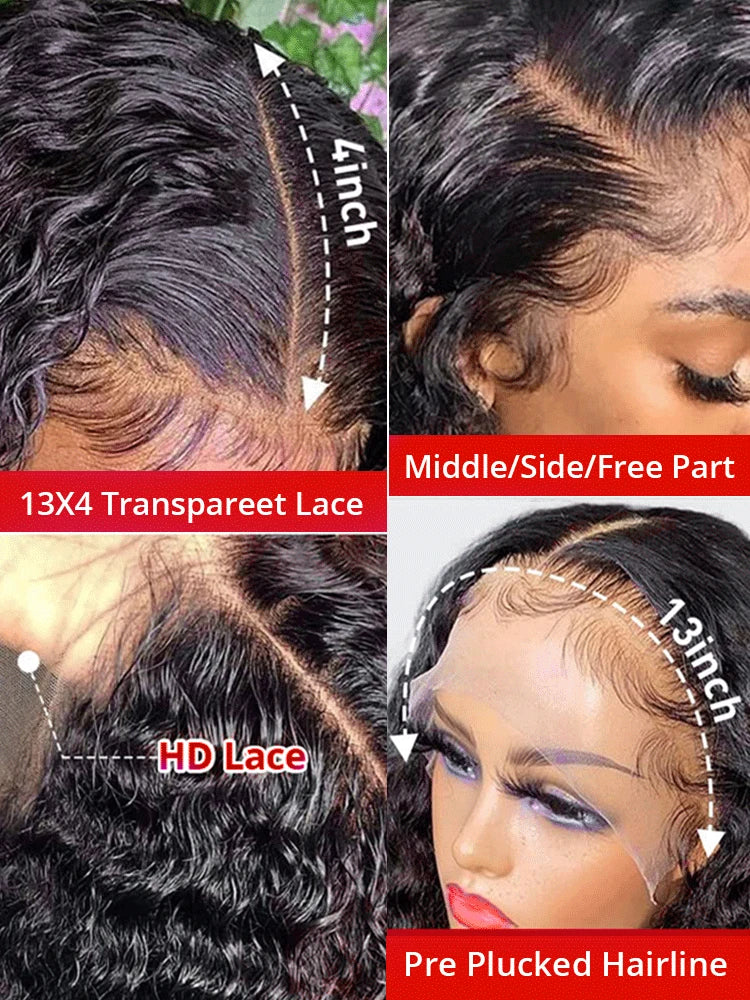 Transparent 13X4 Hd Water Wave Lace Front Wigs