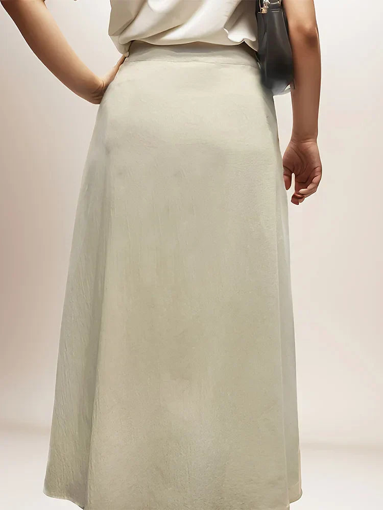 Gibsie Plus Solid Button Front Casual A-Line Skirt