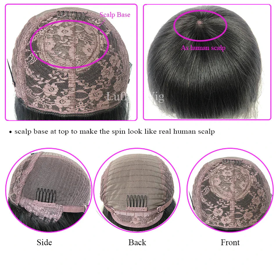 Short Human Hair Bob Wigs With Bangs Brazilian