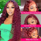 Curly J Burgundy X Lace Front Human Hair