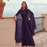 O-Neck, Long Sleeves, Ankle-Length A-Line Gown with Beadings