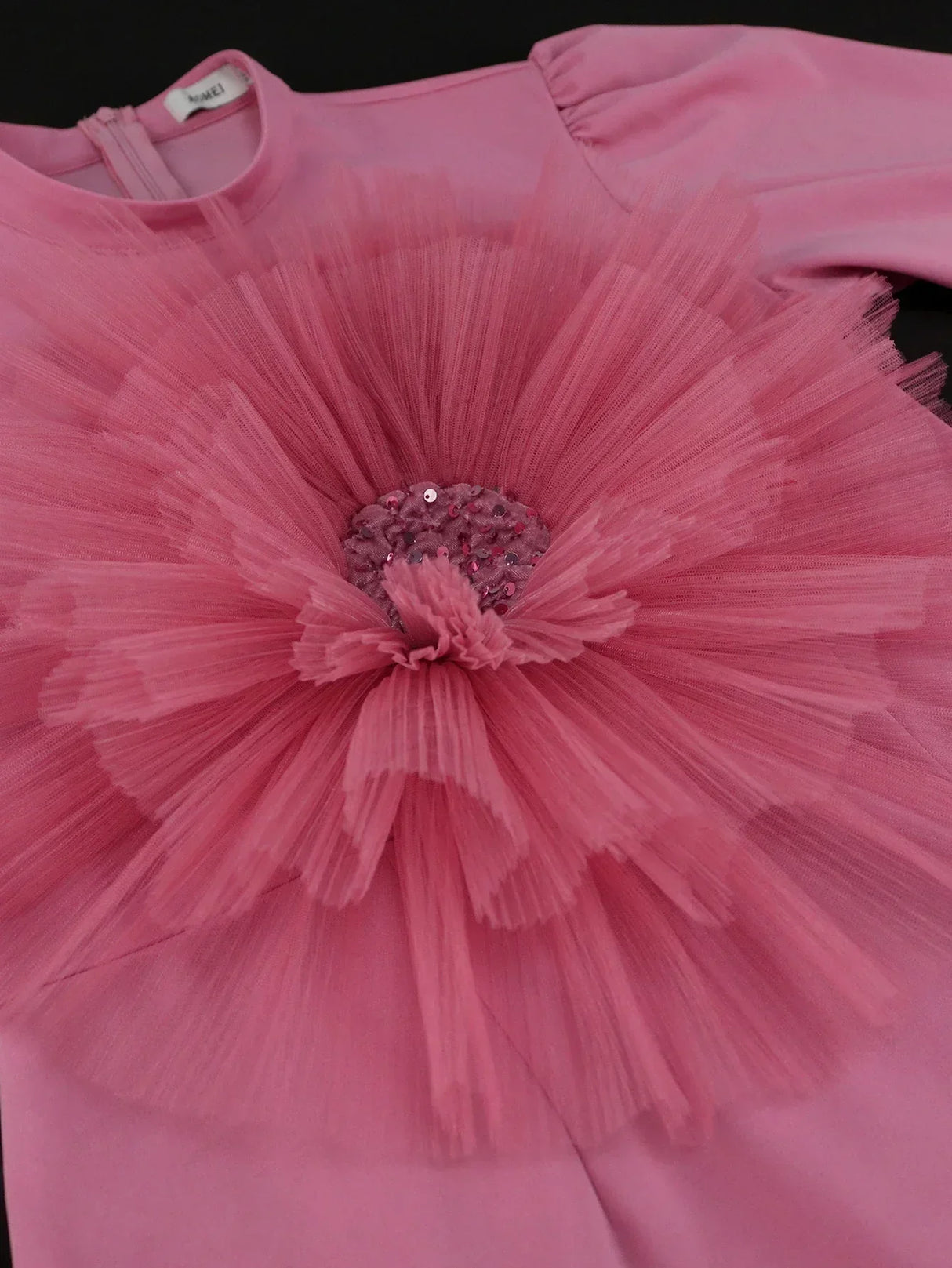Women' Pink Mini Dress With Big Rose Flower