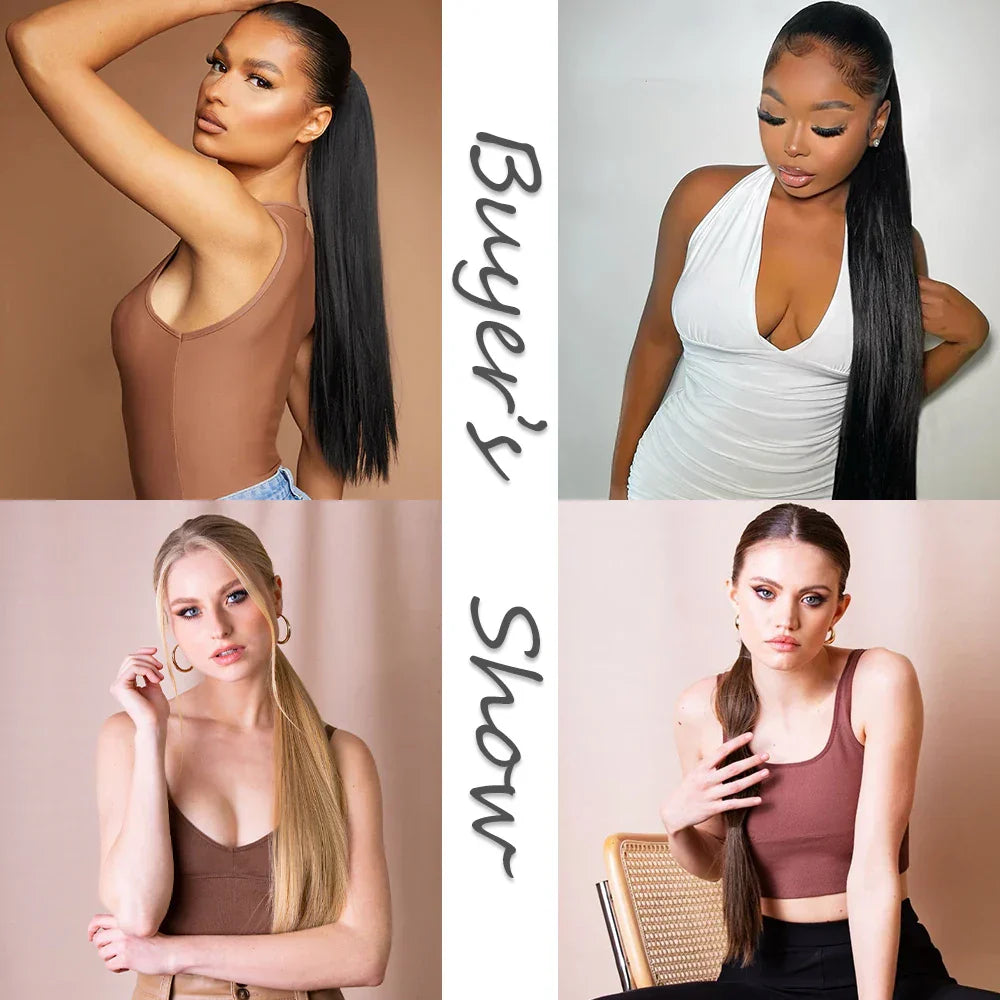 Synthetic Claw Clip On Ponytail Hair Extensions Long