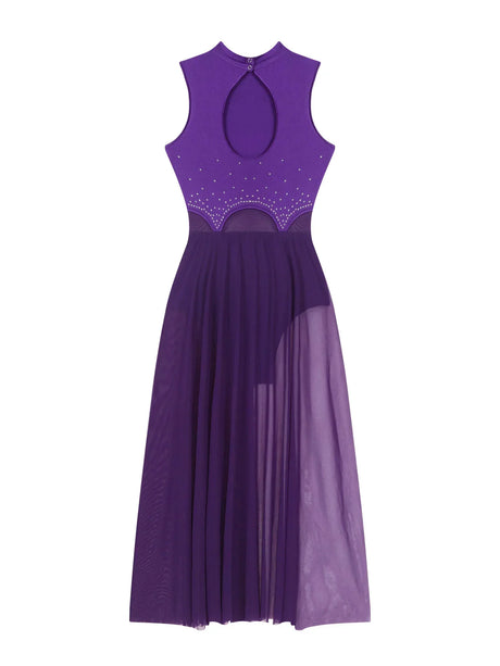 Womens Modern Lyrical Dance Dress Keyhole Sleeveless Ballet