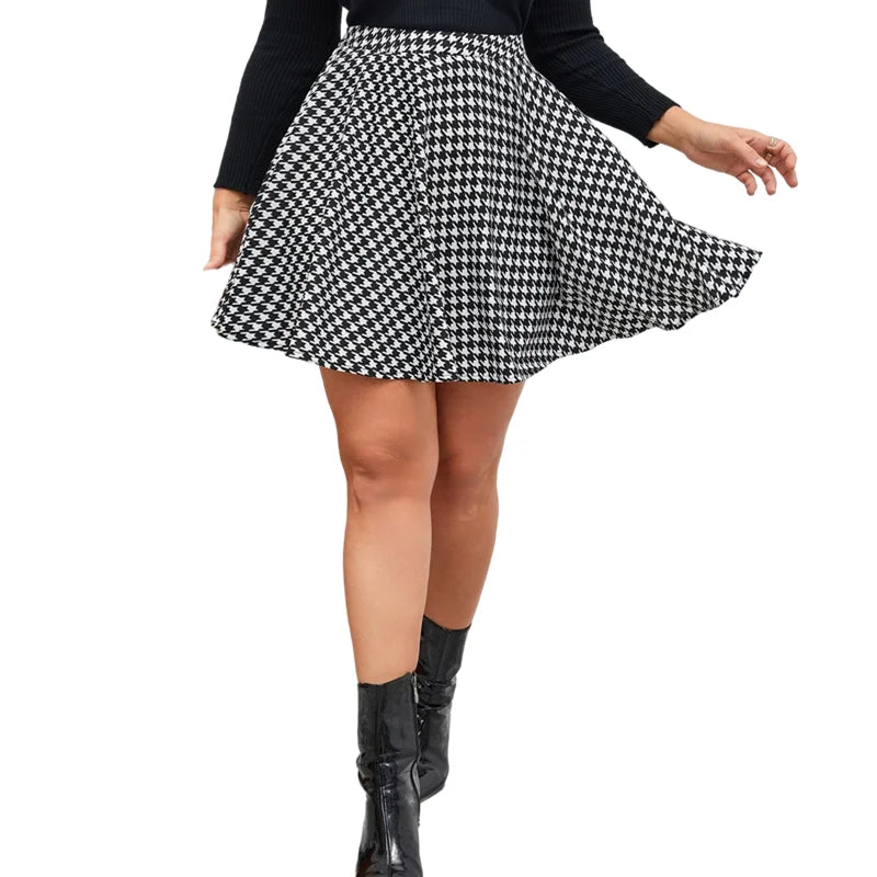 Plus Summer Elegant Flared Skirt Women Loose Casual