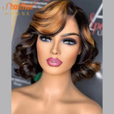 Honey Blonde Lace Front Wig Human Hair Burgundy