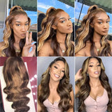 Transparent 13X4 Lace Front Human Hair Wigs Highlight