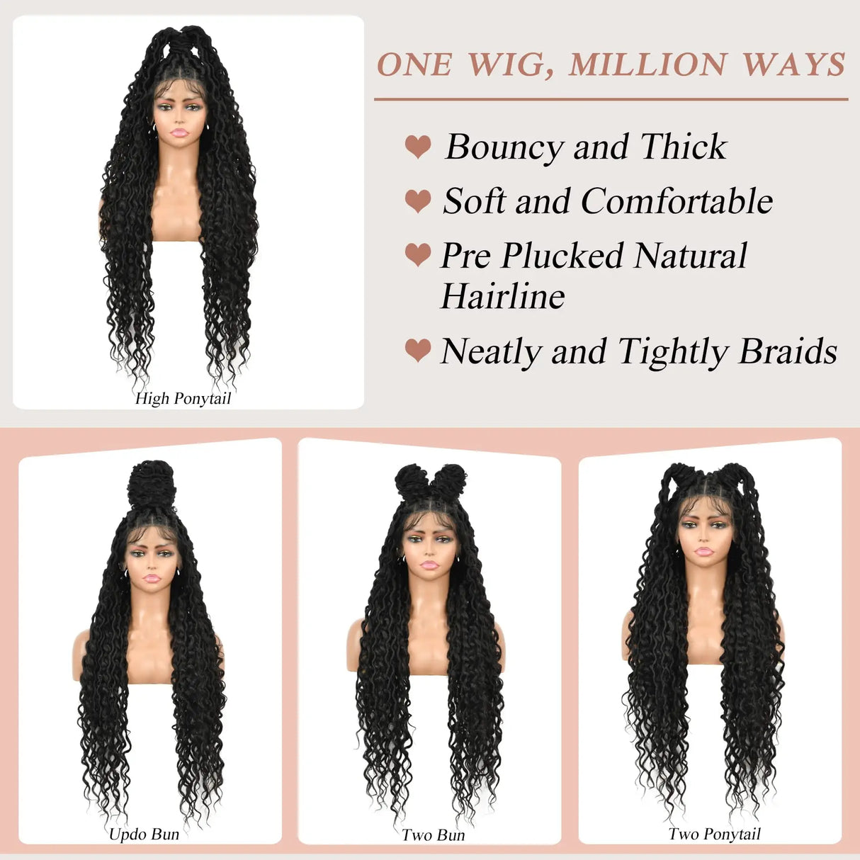 Kalyss Square Knotless Locs Briaded Wigs Full