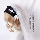 Lolita Headpiece Night Church Virgin Cross Embroidered Shawl
