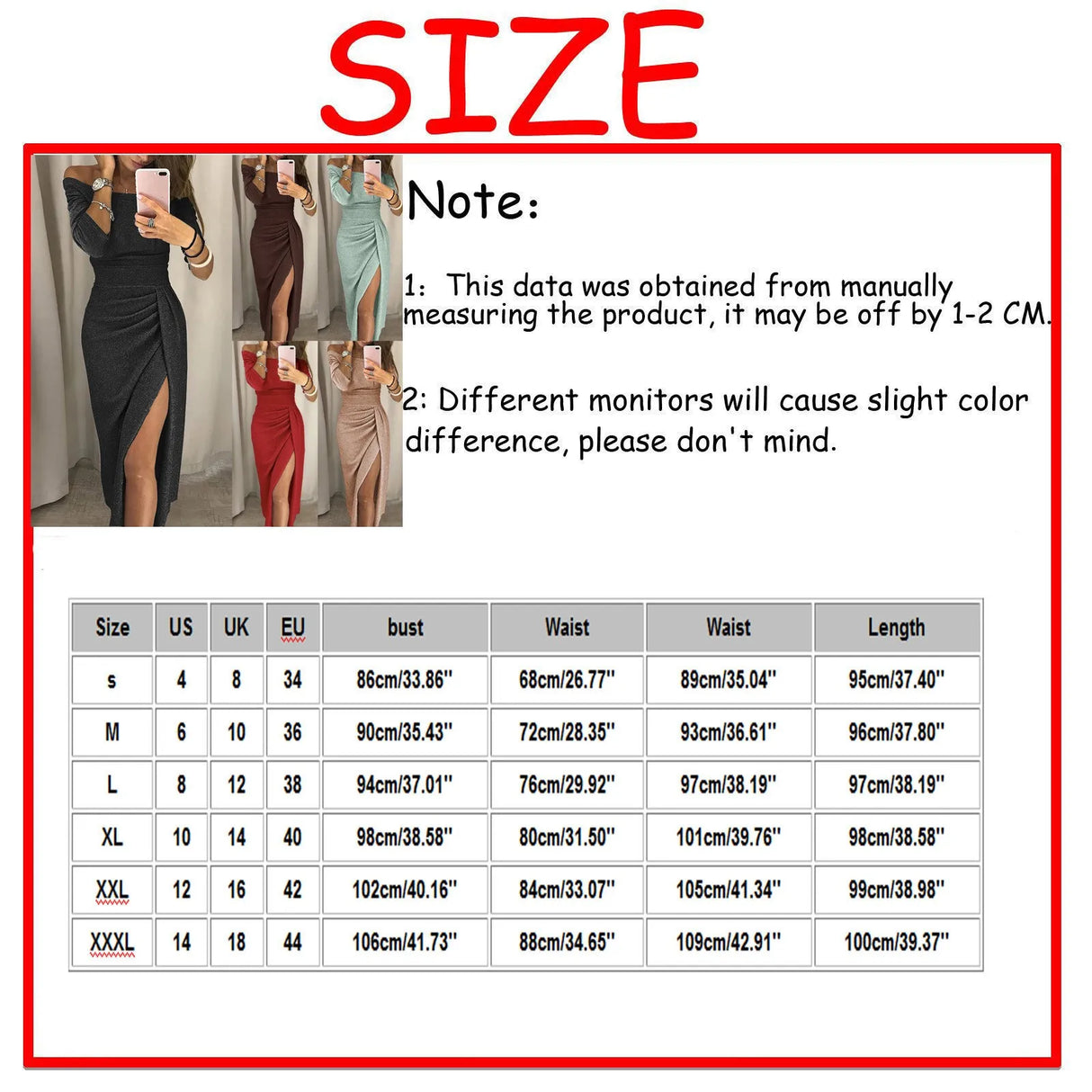 Women' Fashion Sexy Strapless High Slit Tight Dress