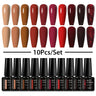 Nude Glitter Gel Nail Polish Set Purple Pink