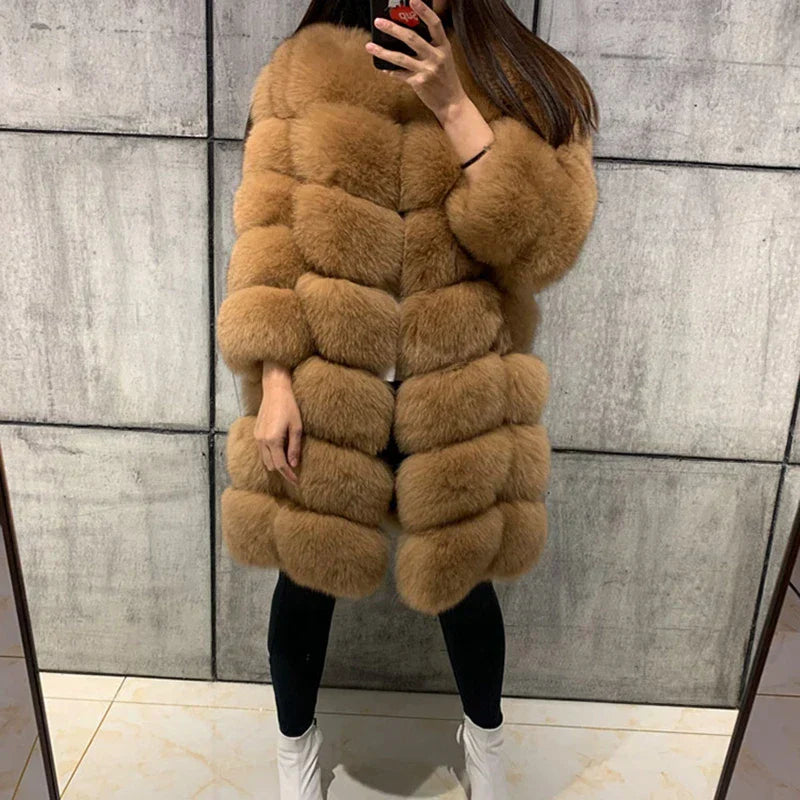 New Lady Winter Natural White Long Real Fox