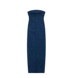 Traf Off Shoulder Denim Dress Woman Blue Corset
