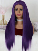 Purple Synthetic Lace Front Wigs Pre Plucked Natural