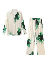 Printed Women Piece Set Loose Lapel Single Breasted