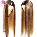 Sinuowei Highlight Wig V Part Wig Human Hair
