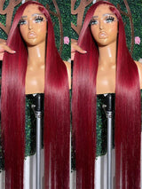 Burgundy X Hd Lace Frontal Human Hair Wig