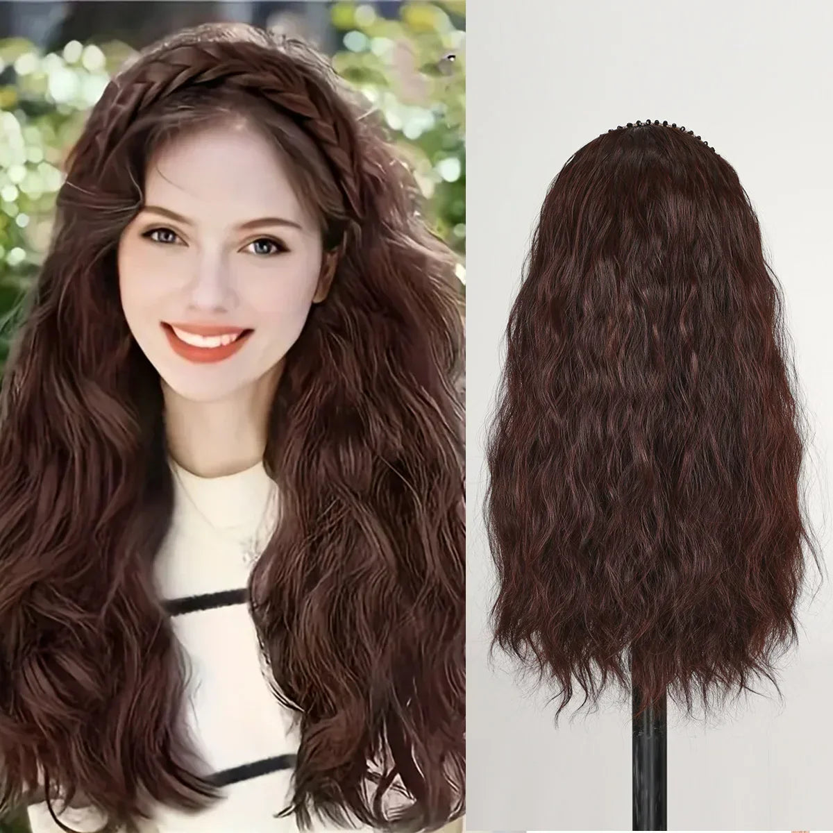 Inches Headband Wig Long Wavy Braid Hair Hoop