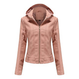 Women'S Moto Biker Zipper Jacket Hooded Faux Fur