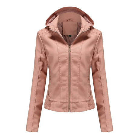 Women'S Moto Biker Zipper Jacket Hooded Faux Fur