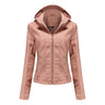 Women'S Moto Biker Zipper Jacket Hooded Faux Fur