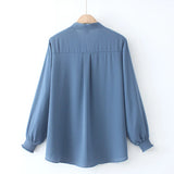 Autumn Women Shirt Fashion Solid Color Bow Tie