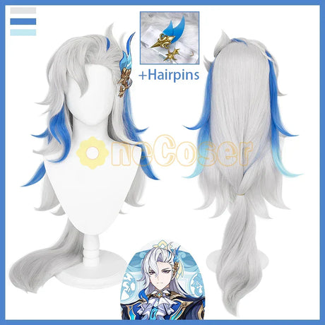 Neuvillette Cosplay Wig Game Genshin Impact Gray Mix