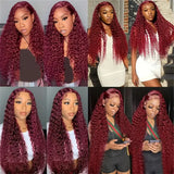 Curly J Burgundy X Lace Front Human Hair