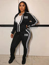 Ladies Tracksuits Piece Set Sports Suit Zipper V