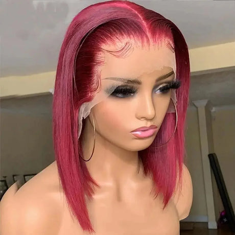 Lace Burgundy Short Bob Wig Human Hair