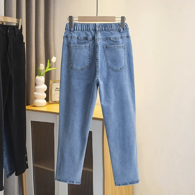 Boyfriend Black Drainpipe Jeans For Women High Waist