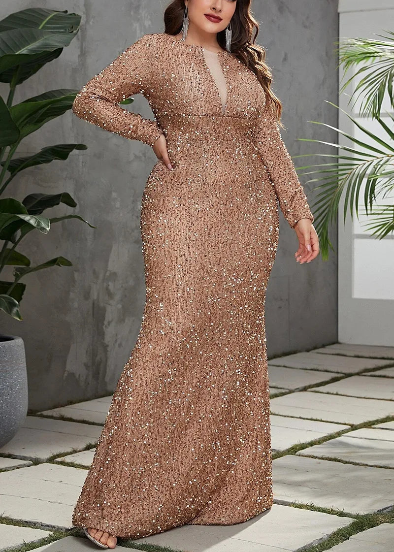 Women Party Dresses Fashion Beaded Fishtail Evening Dress