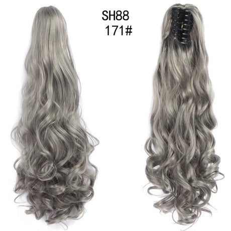 Synthetic Long Wavy Claw Clip On Ponytail Drawstring