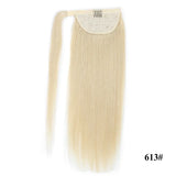 Straight Human Hair Ponytail Wrap Around Horsetail Clips-In