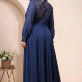 Elegant Dress Round Neck Chiffon Mesh Sequins Long